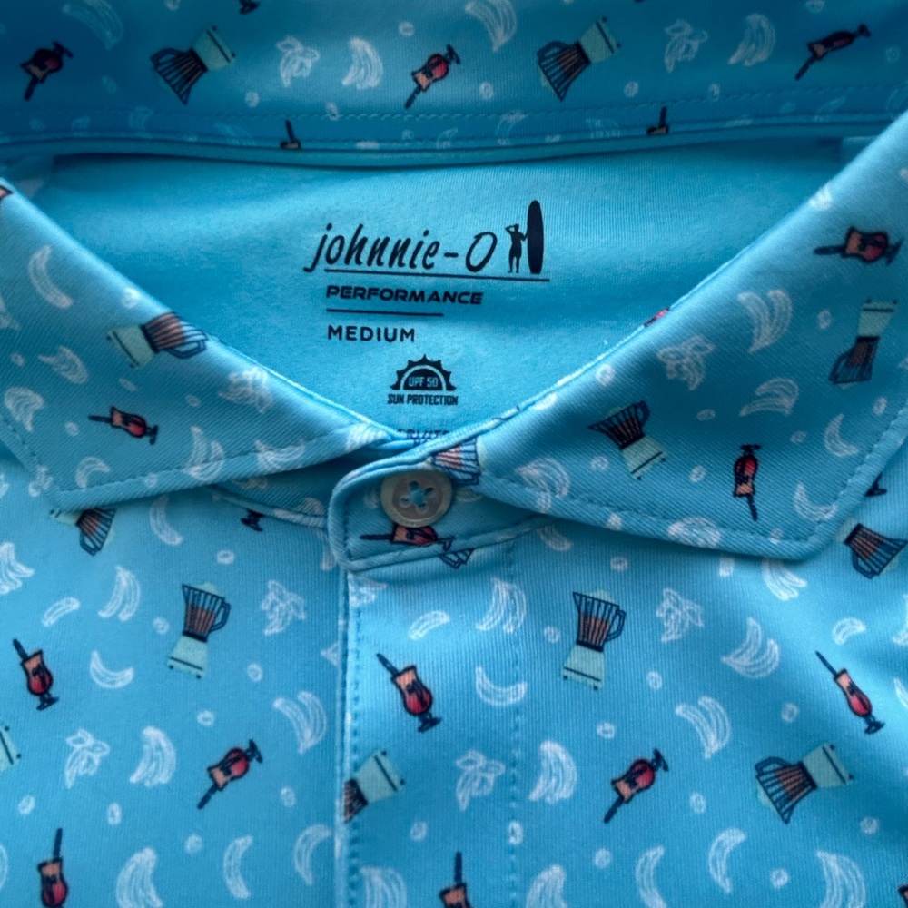 johnnie-O Barracuda Blue Drink Patterned Polo Shirt